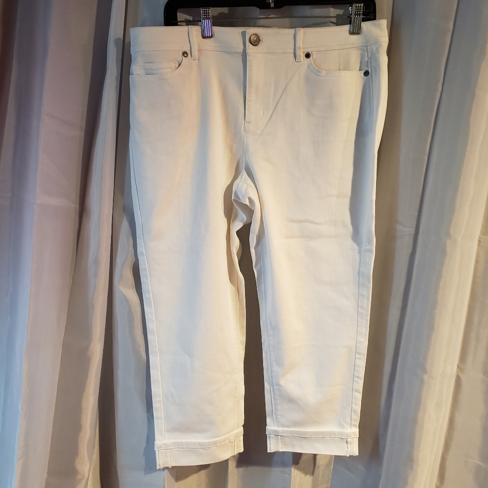 NWT J.Jill White Crop Pants Sz 14P